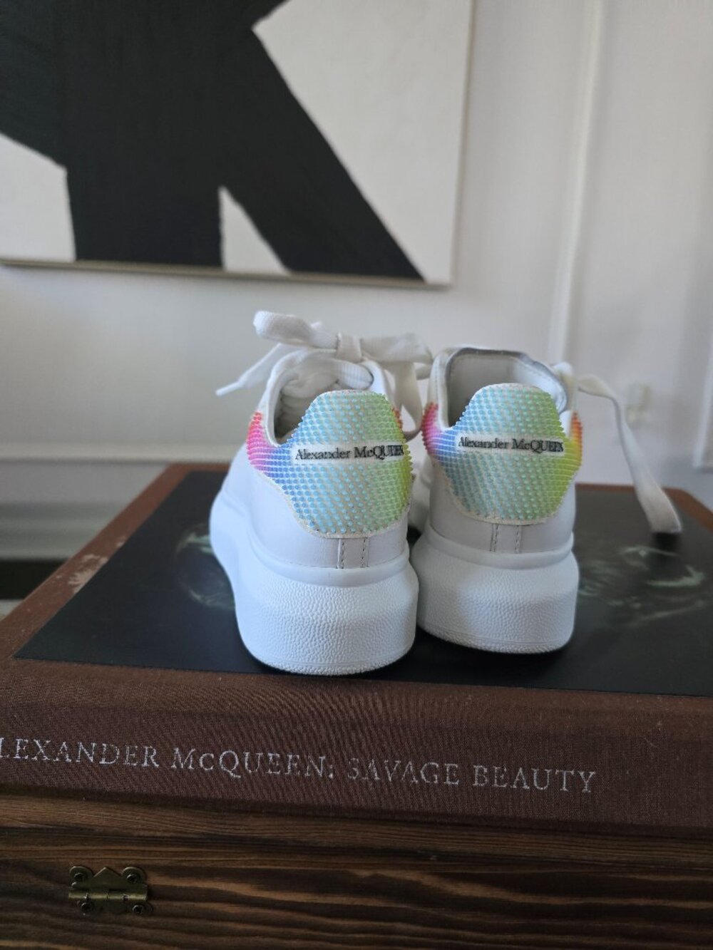 Authentic Alexander McQueen Kids Crystal Rainbow Oversized Sneakers – EU 26